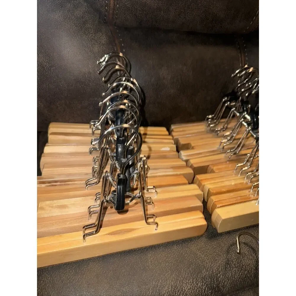 Lot 22 Vintage WOODEN Pants/ Skirt CLAMP HANGERS Excellent